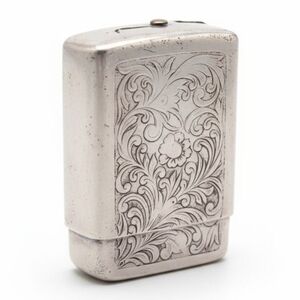 EUC Vintage Park Industries USA Cigarette Case W Slide Top Floral Etched!